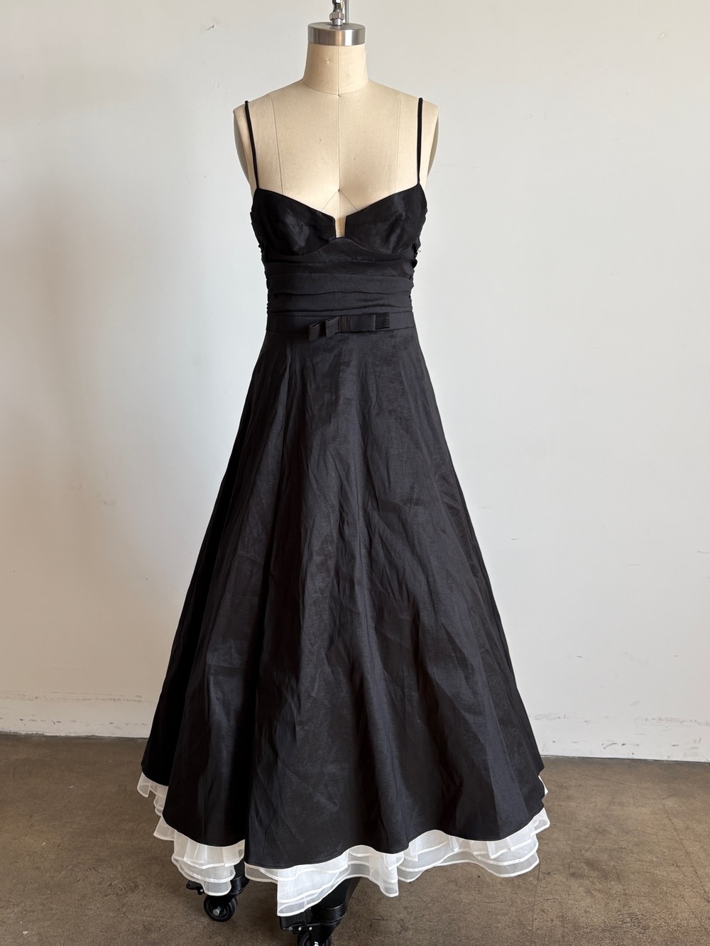NWT For Love And Lemons Black A‑Line Dress with White Trim Sz Small